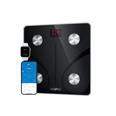 A ENERGIA Elis 1 Smart Body Scale designed to help you achieve your fitness goals by tracking and monitoring your progress. Pair it with your iPhone or phone for convenient and easy data analysis. (A)